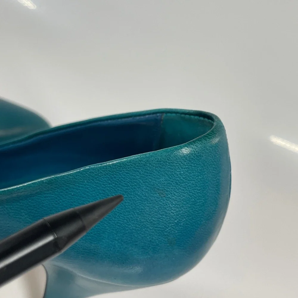 Vintage Nina Turquoise Blue Leather 80s High Heel Pumps Size 6-6.5 Halloween